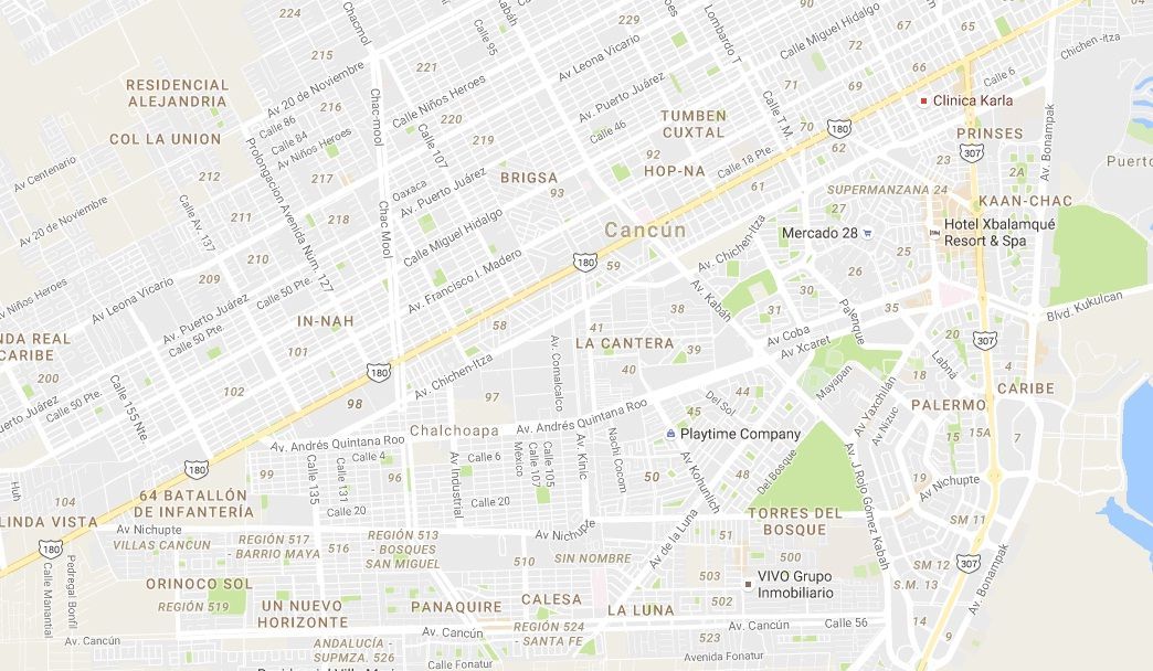 Trazado urbano de Cancún: mapa